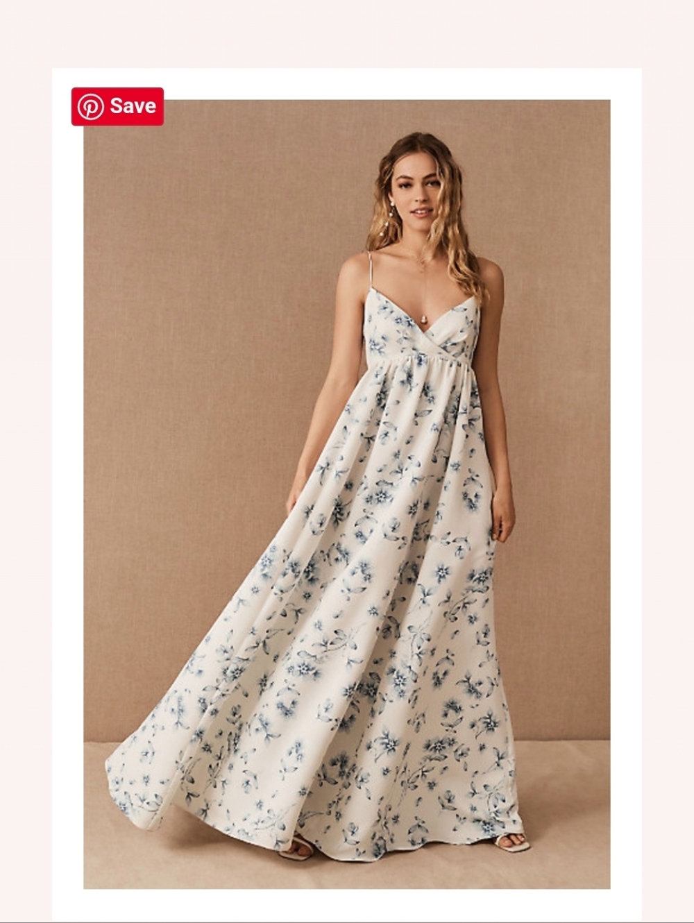 SACHI & BABI PALM WE LGOWN MAXI DRESS BLUE FORAL ADJUSTABLE STRAPS SIDE POCKETS - Picture 3 of 16